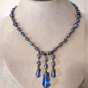 Antique Czech Art Deco Faceted Glass Necklace